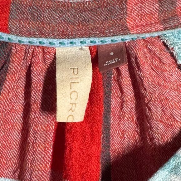 Pilcro Anthropologie size Small breezy plaid button down shirt top long sleeve - Picture 4 of 8